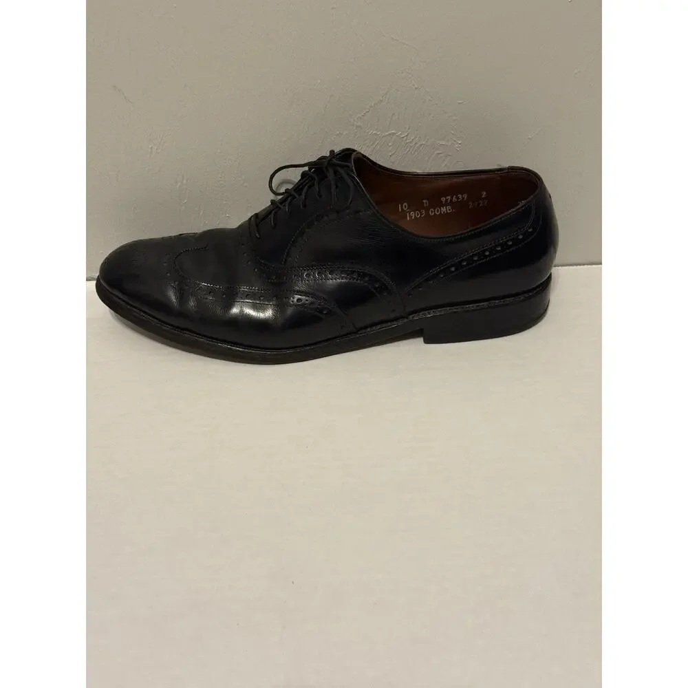 Allen Edmonds Chester Shoes Mens 10 D Wingtip Oxford Luxury Black Leather Dress - Picture 5 of 10